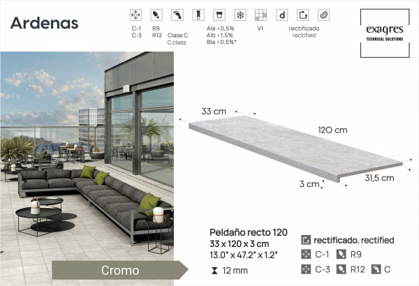 Ступень длинная  Exagres Ardenas Cromo, 120 см