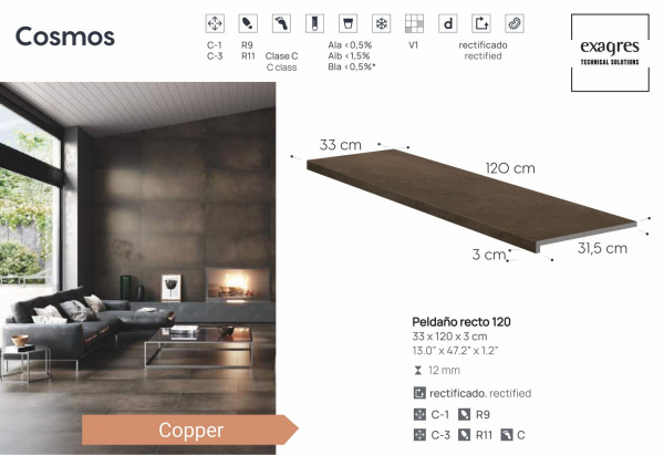Ступень длинная  Exagres Cosmos Copper, 120 см